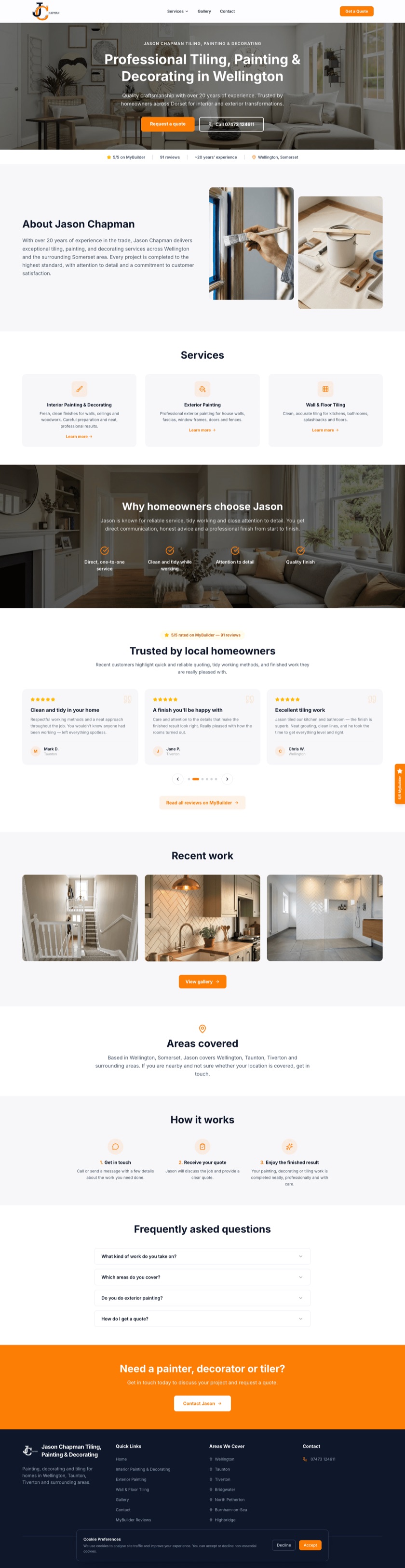 Chapman Decorations — tiling, painting and decorating website built by VDEV