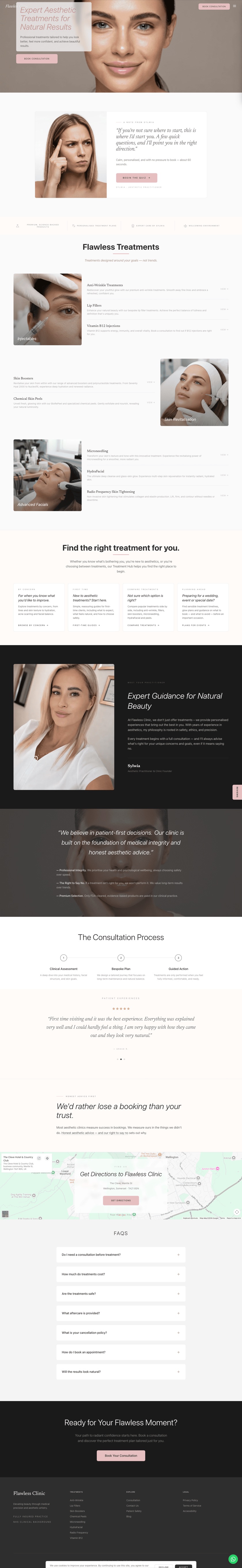 Flawless Clinic — aesthetic treatments website built by VDEV