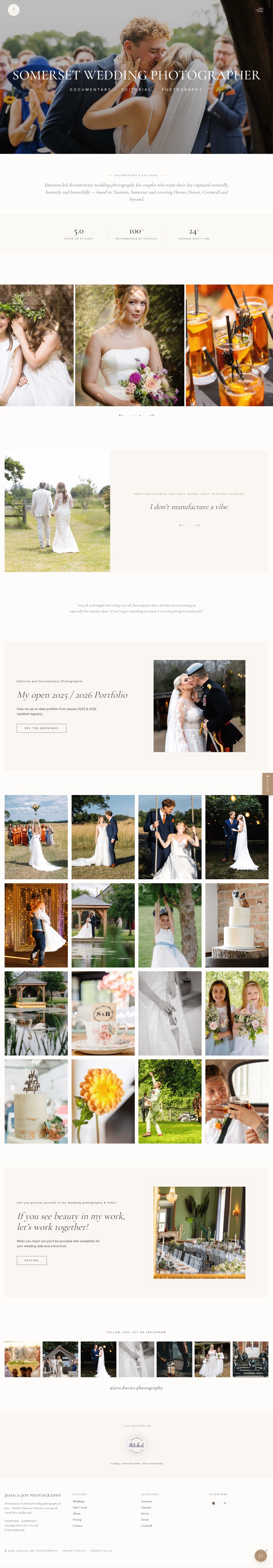 Jess Joy Photography — Somerset wedding photographer portfolio built by VDEV